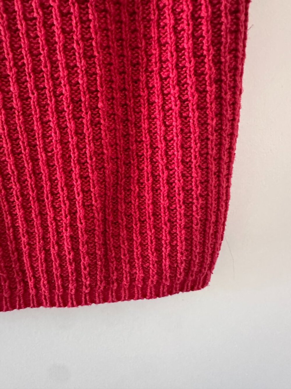 Vintage 90s Eddie Bauer Red Knit Linen Blend Sweater Vest Women's Size Medium - Picture 12 of 16